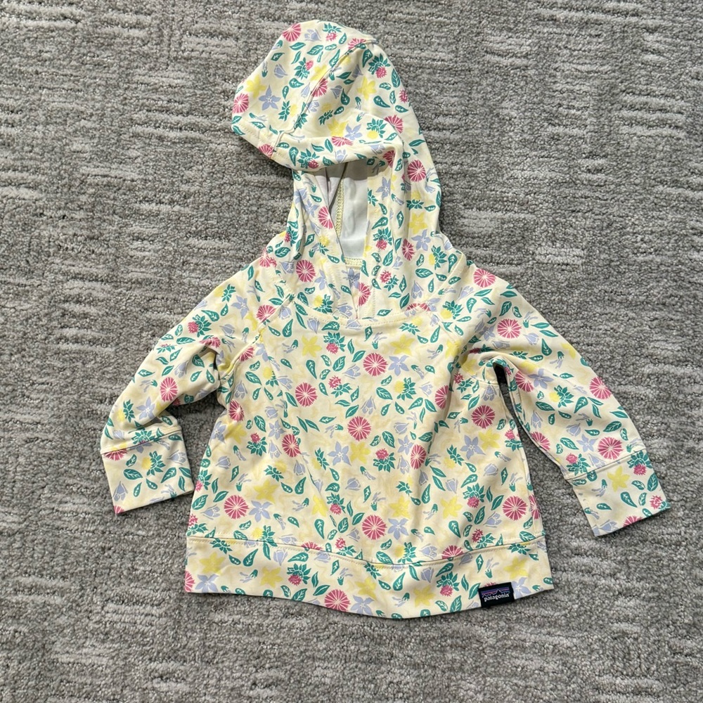 Patagonia Kids Floral Rashguard - Yellow with Pink and Green